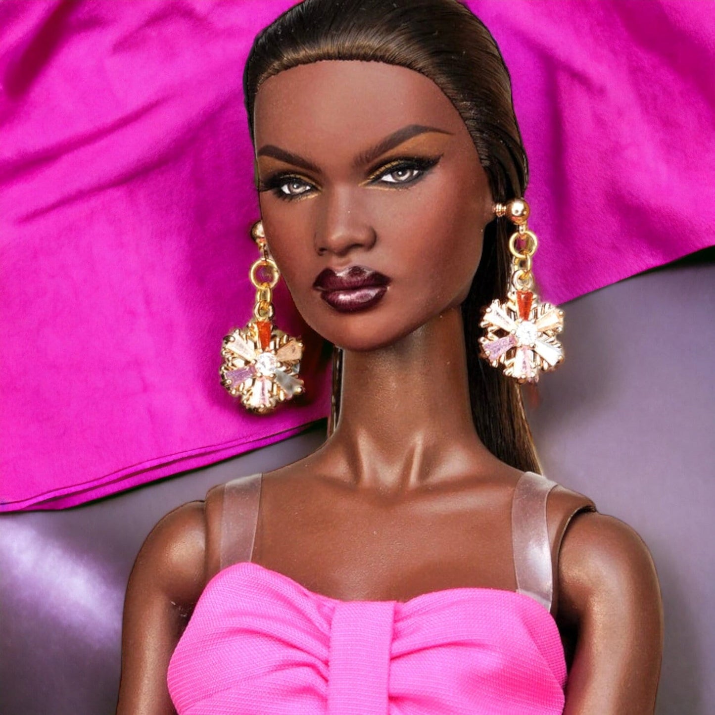 Multicolor snowflake earrings for Integrity Toys dolls