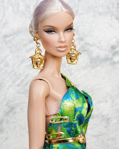 Pendientes Medusa para muñecas Integrity Toys Poppy Parker Fashion Royalty Nu Face Barbie Silkstone