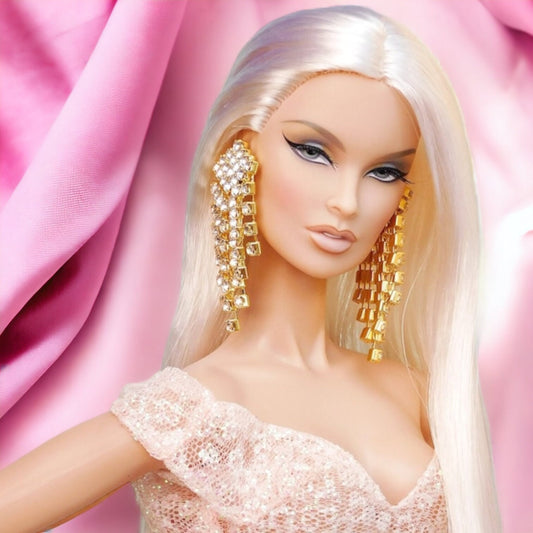 Yellow waterfall earrings for Integrity Toys dolls Poppy Parker Fashion Royalty Nu Face Barbie Silkstone