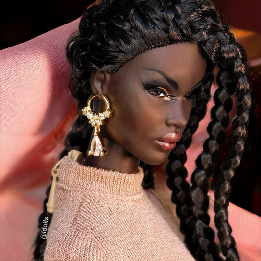 Mini hoop and stone earrings for Integrity Toys dolls Poppy Parker Fashion Royalty Nu Face Barbie Silkstone