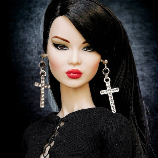 Cross earrings for Integrity Toys dolls Poppy Parker Fashion Royalty Nu Face Barbie Silkstone