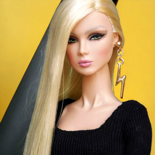 Thunderbolt earrings for Integrity Toys dolls Poppy Parker Fashion Royalty Nu Face Barbie Silkstone