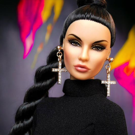 Cross earrings for Integrity Toys dolls Poppy Parker Fashion Royalty Nu Face Barbie Silkstone