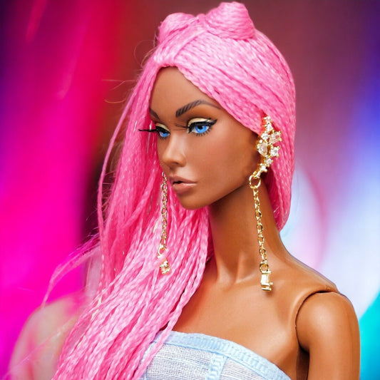 Earcuff with chain earrings for Integrity Toys dolls Poppy Parker Fashion Royalty Nu Face Barbie Silkstone