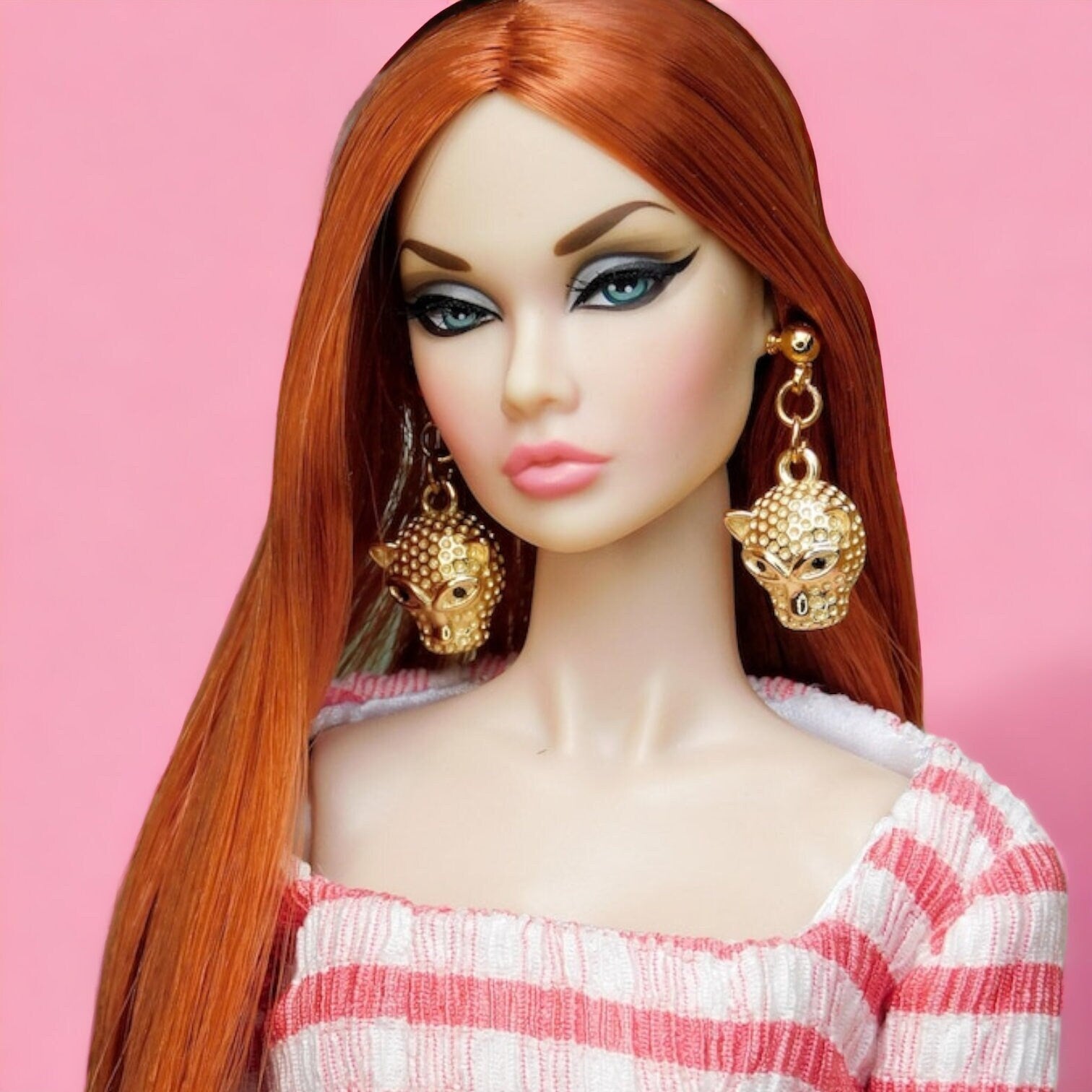 Golden leopard earrings for Integrity Toys dolls