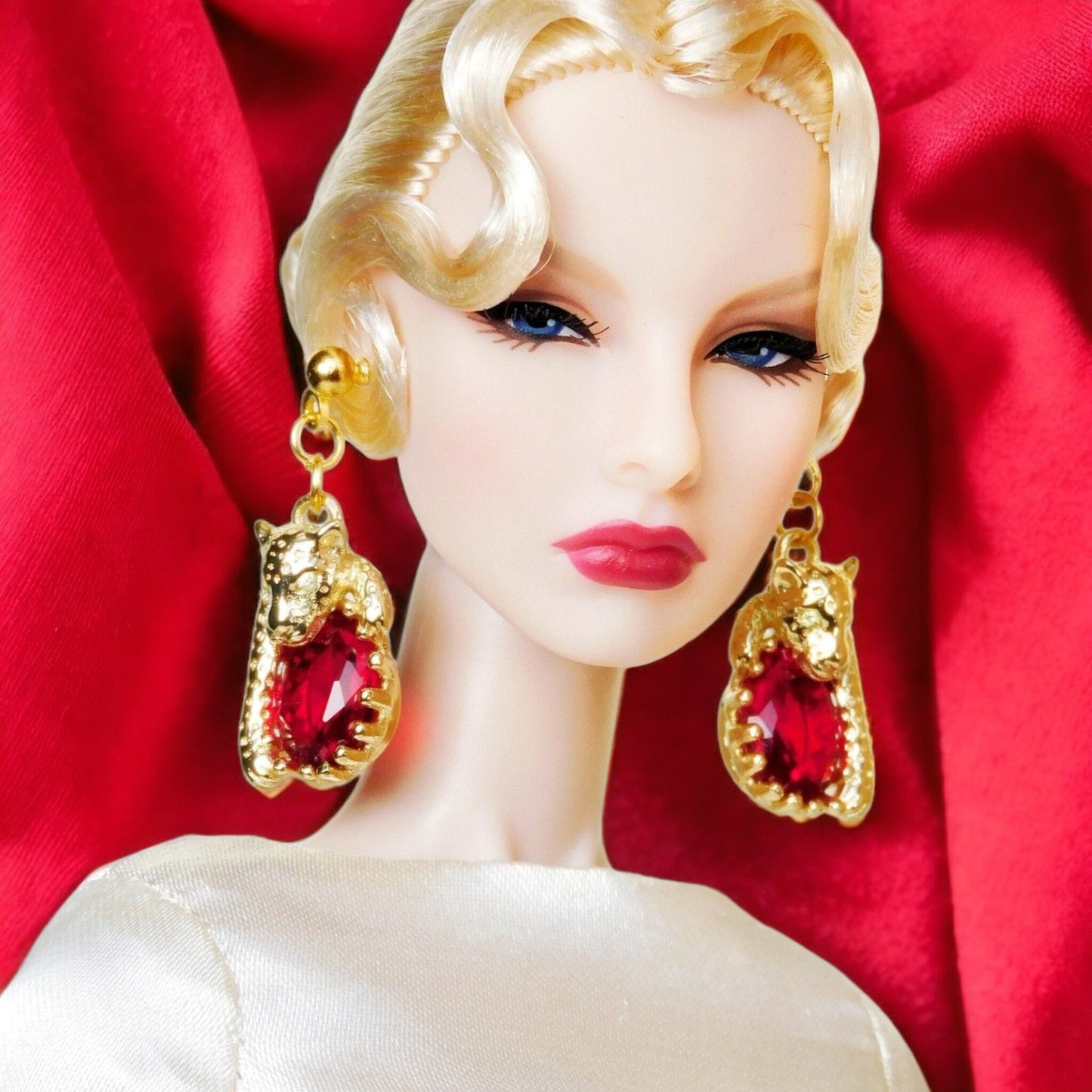 Leopard earrings for Integrity Toys dolls Poppy Parker Fashion Royalty Nu Face Barbie Silkstone