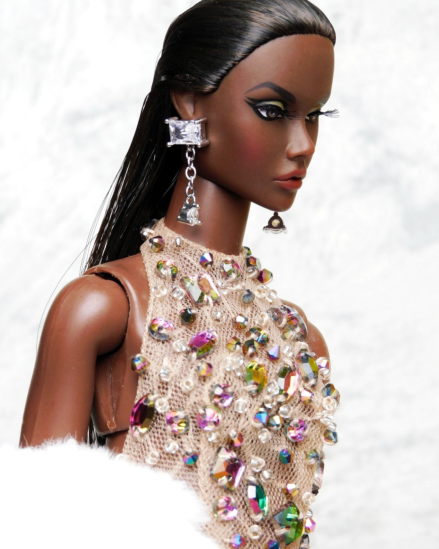 Sparkly earrings for Integrity Toys dolls Poppy Parker Fashion Royalty Nu Face Barbie Silkstone