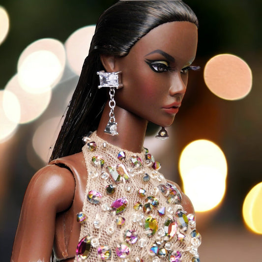 Sparkly earrings for Integrity Toys dolls Poppy Parker Fashion Royalty Nu Face Barbie Silkstone