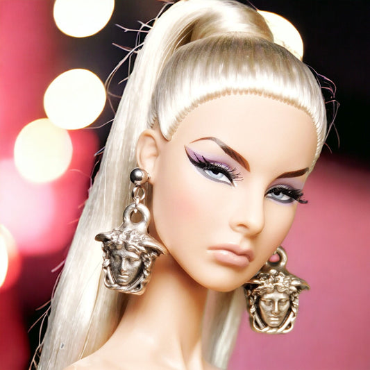 White Medusa earrings for Integrity Toys dolls Poppy Parker Fashion Royalty Nu Face Barbie Silkstone