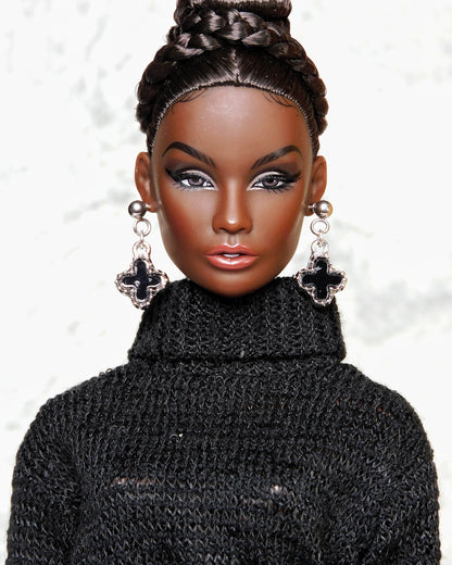 Black Granada earrings for Integrity Toys dolls