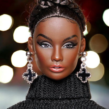 Black Granada earrings for Integrity Toys dolls