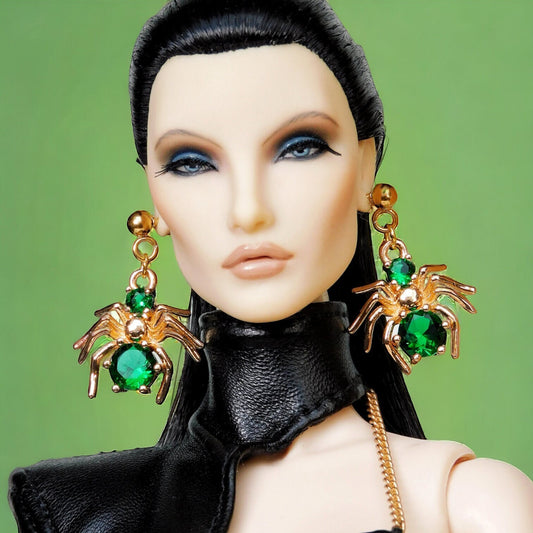 Green spider earrings for Integrity Toys dolls