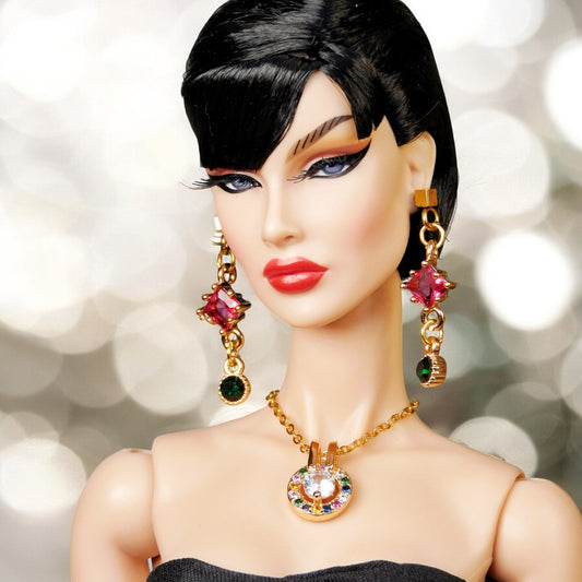 Multicolor round necklace for Integrity Toys dolls Poppy Parker Fashion Royalty Nu Face